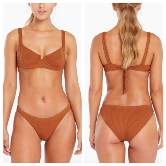 New! Vitamin A Demi Top Midori Bikini Bottom in Chai Brown 31453 - Picture 1 of 10